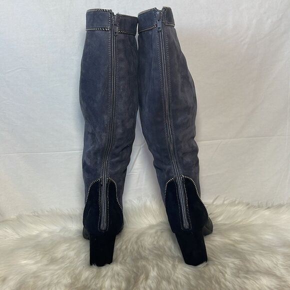 Rialto Grey/Black Sueded Fabric Knee High Boots Sz 7 - Picture 3 of 6